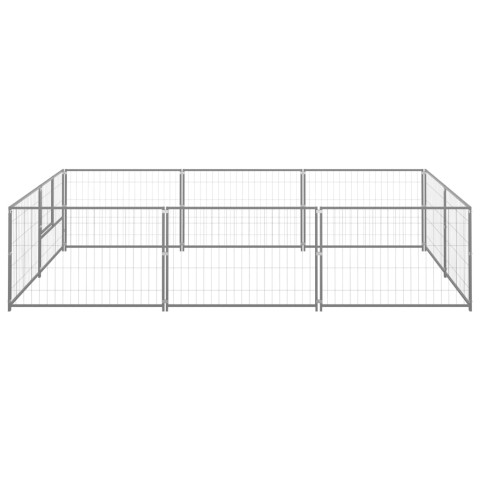 Chenil extérieur cage enclos parc animaux chien argenté 6 m² acier  02_0000290