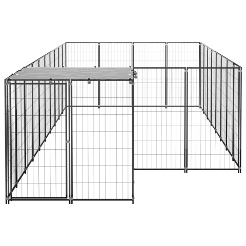 Chenil extérieur cage enclos parc animaux chien 10,89 m² 110 cm acier noir