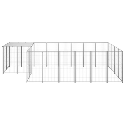 Chenil extérieur cage enclos parc animaux chien argenté 8,47 m² acier  02_0000303