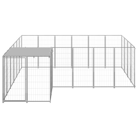 Chenil extérieur cage enclos parc animaux chien argenté 8,47 m² acier  02_0000304