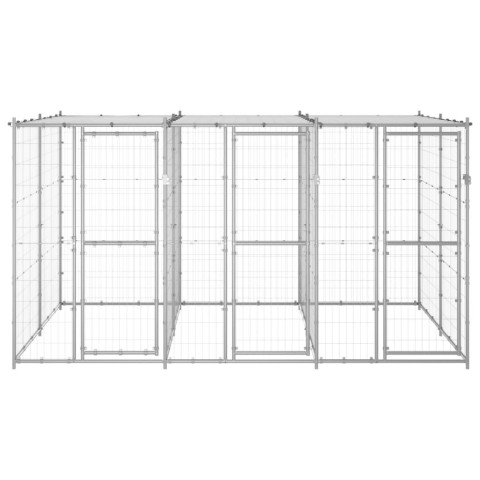 Chenil extérieur cage enclos parc animaux chien extérieur acier galvanisé avec toit 7,26 m² 