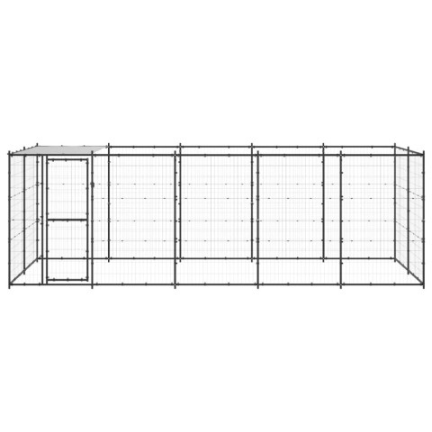 Chenil extérieur cage enclos parc animaux chien extérieur acier avec toit 12,1 m² 