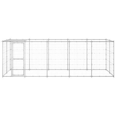 Chenil extérieur cage enclos parc animaux chien extérieur acier galvanisé avec toit 12,1 m² 