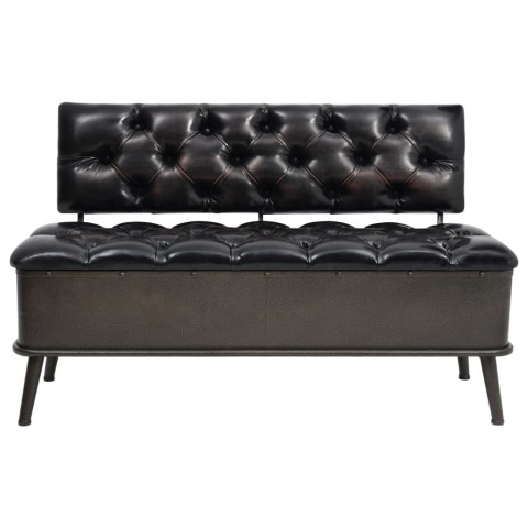 Banc de rangement avec dossier 110 cm noir similicuir