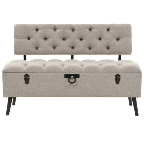 Banc de rangement avec dossier 110 cm crème tissu