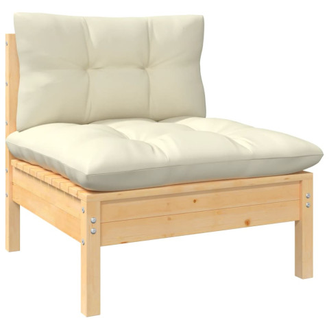 Canapé 2 places de jardin et coussins bois de pin solide - Couleur au choix
