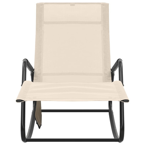Chaise longue acier et textilène crème