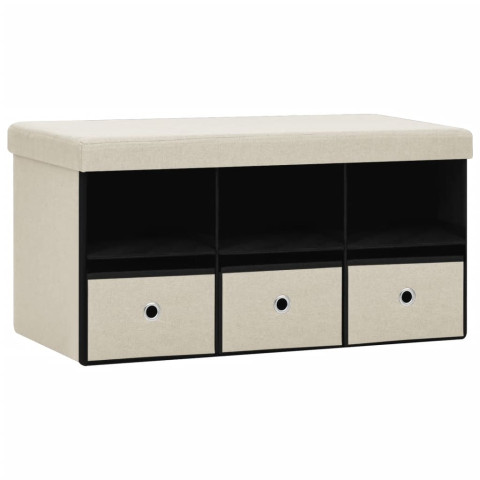 Banc de rangement pliable 76x38x38 cm faux lin - Couleur au choix