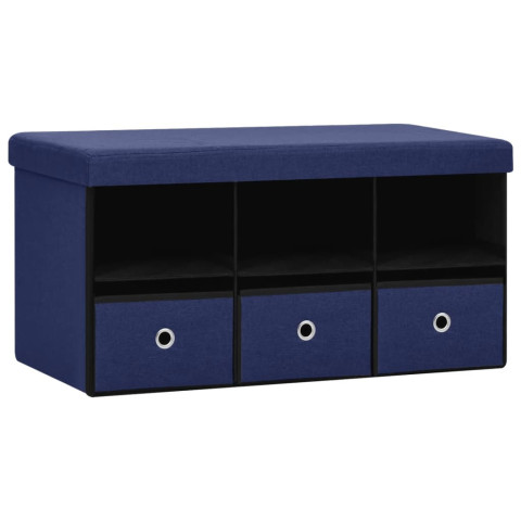 Banc de rangement pliable 76x38x38 cm faux lin - Couleur au choix