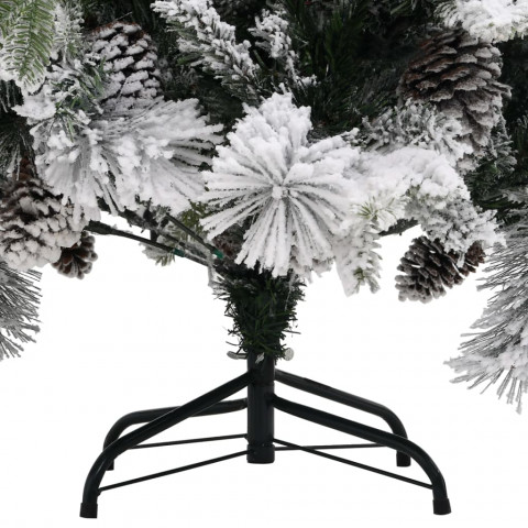 Sapin de noël à flocons de neige et pommes de pin 195 cm pvc/pe