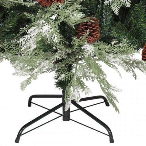 Sapin de noël avec pommes de pin vert et blanc 150 cm pvc et pe