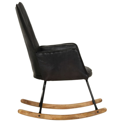 Chaise à bascule noir cuir véritable