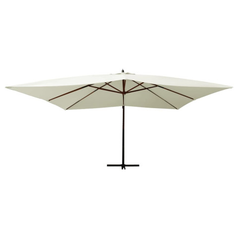 Parasol en porte-à-faux avec mât en bois 400 x 300 cm - Couleur au choix