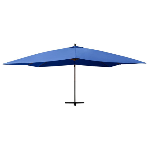 Parasol meuble de jardin en porte-à-faux avec mât en bois 400 x 300 cm bleu azuré helloshop26 02_0008625