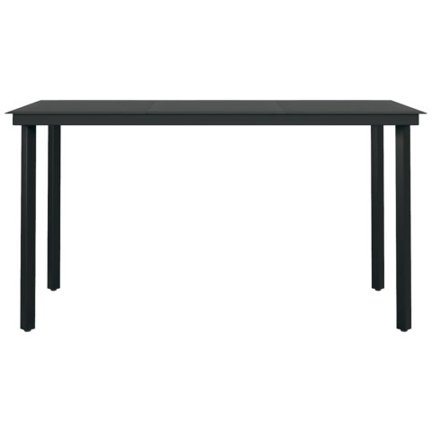 Table à dîner de jardin noir 140x70x74 cm acier et verre