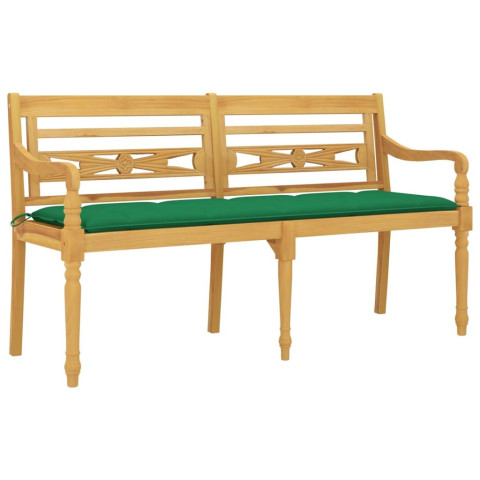 Banc de jardin meuble de patio d'extérieur terrasse avec coussin 150 cm bois de teck massif - Couleur au choix