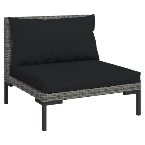 Salon de jardin 8 pcs avec coussins résine tressée gris foncé