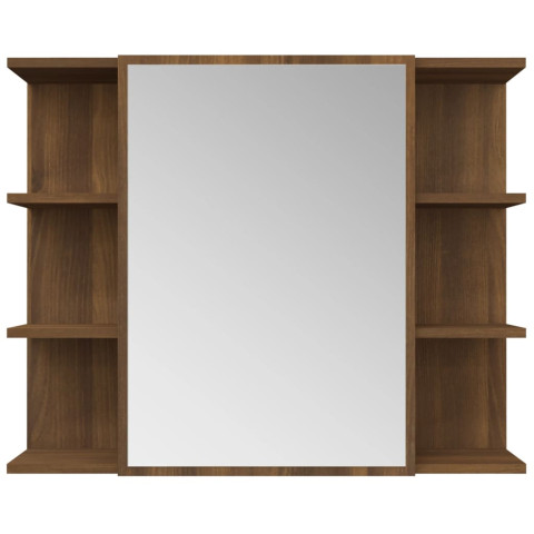 Armoire à miroir de salle de bain 80 x 20,5 x 64 cm bois brun helloshop26 02_0006721