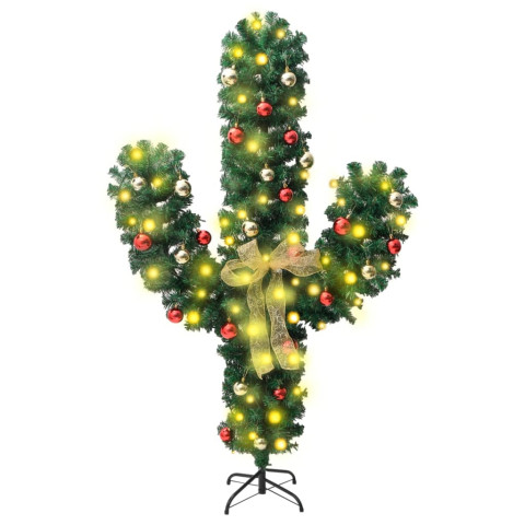 Cactus de noël avec support et led vert pvc - Longueur au choix