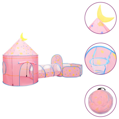 Tente de jeu pour enfants avec 250 balles rose 301x120x128 cm