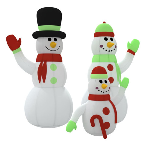 Famille de bonhommes de neige gonflable avec led 500 cm
