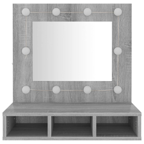 Armoire à miroir avec led 60 x 31,5 x 62 cm gris helloshop26 02_0006676