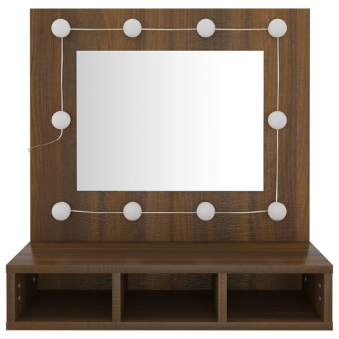 Armoire à miroir avec led chêne 60 x 31,5 x 62 cm marron helloshop26 02_0006665