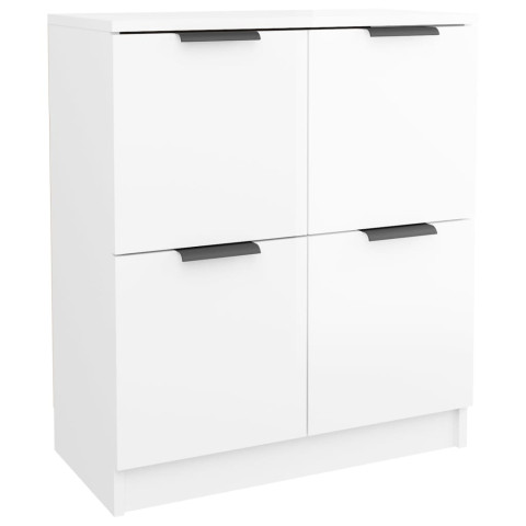 Buffets 2 pcs blanc brillant 60x30x70 cm bois d'ingénierie