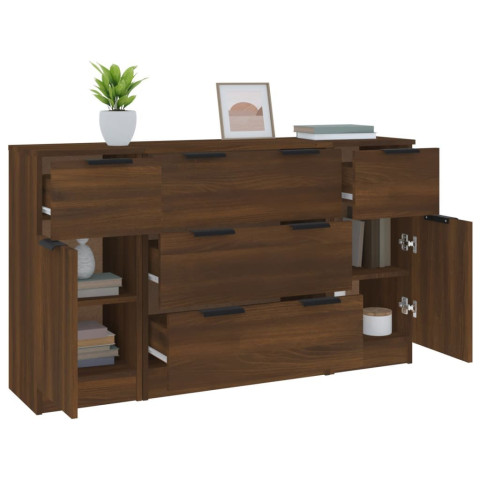 Ensemble de buffets 3 pcs bois d'ingénierie - Couleur au choix