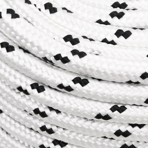 Corde de bateau tressé blanc 100 m polyester - Diamètre au choix