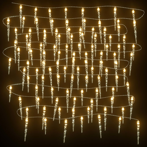  Guirlande lumineuse à glaçons Noël 100 LED blanc acrylique PVC
