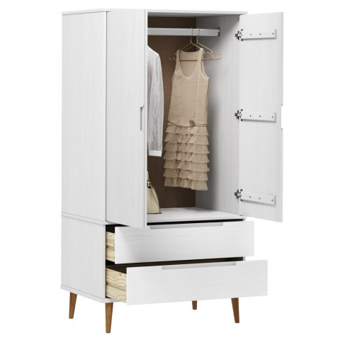 Garde-robe molde blanc 90x55x175 cm bois massif de pin