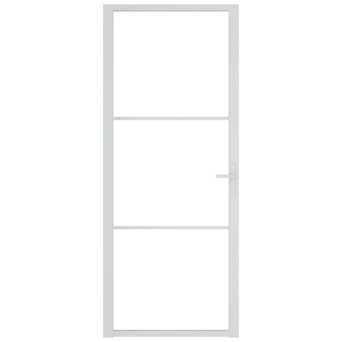 Porte intérieure 83x201,5 cm blanc verre esg et aluminium