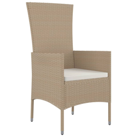 Chaises de jardin avec coussins 2 pcs résine tressée beige