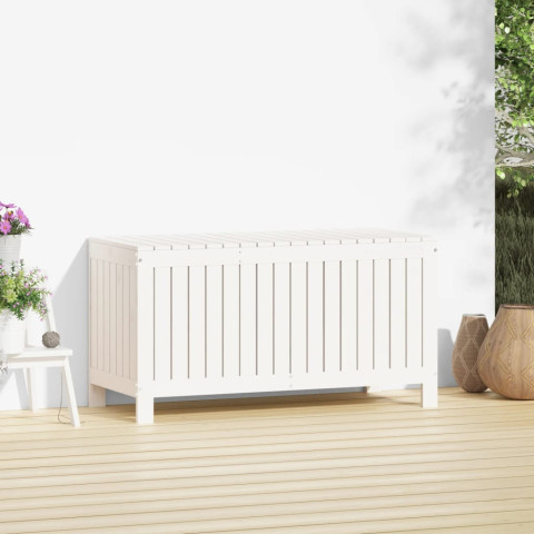 Boîte de rangement de jardin blanc 115x49x60 cm bois de pin