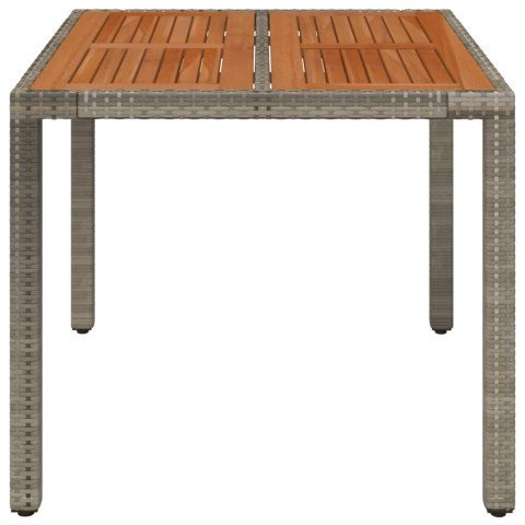 Table de jardin dessus en bois gris 90x90x75 cm résine tressée