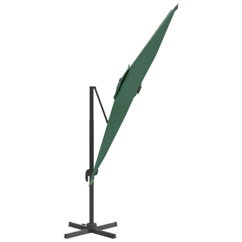 Parasol déporté avec mât en aluminium 400 x 300 cm vert 