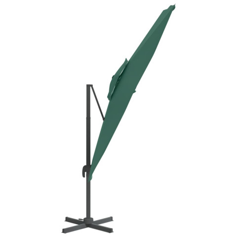 Parasol meuble de jardin cantilever à double toit 400 x 300 cm vert helloshop26 02_0008164