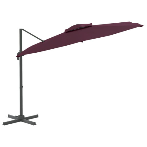 Parasol cantilever à double toit bordeaux rouge 400x300 cm