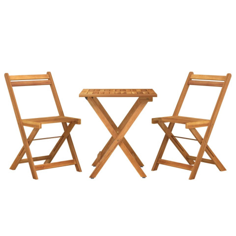 Ensemble de bistro pliable 3 pcs bois d'acacia solide