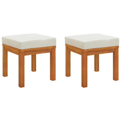 Tabourets de jardin et coussins 2 pcs 40x40x42 cm acacia solide