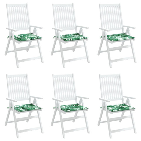 Coussins de chaise lot de 6 motif de feuilles 50x50x3 cm tissu