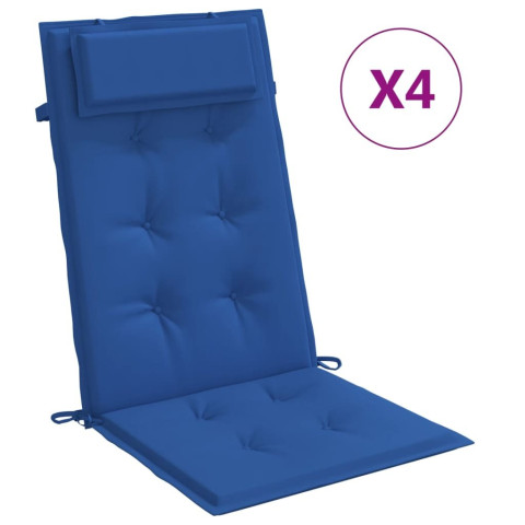 Coussins de chaise à dossier haut lot de 4 tissu oxford - Couleur au choix