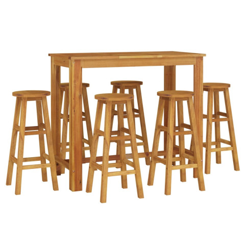 Ensemble de salle à manger de jardin 7 pcs bois d'acacia solide