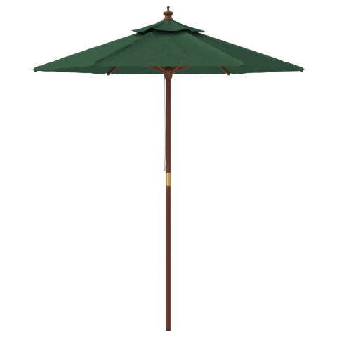 Parasol de jardin avec mât en bois 196 x 231 cm vert helloshop26 02_0008367