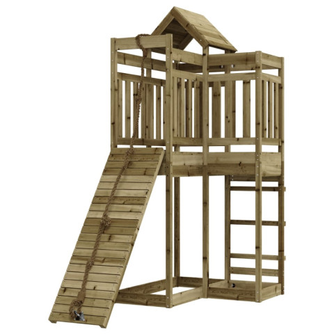 Maisonnette de jeu avec mur d'escalade bois de pin imprégné