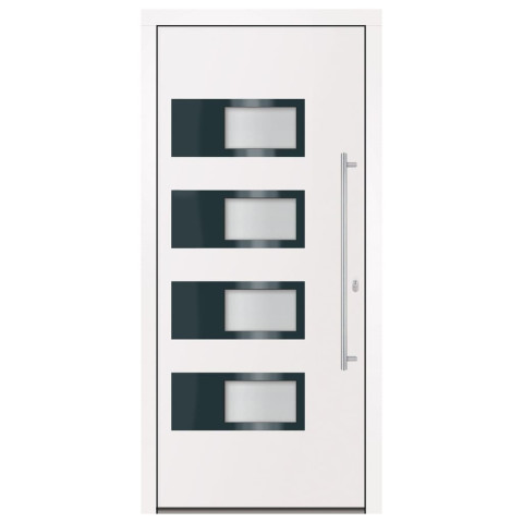 Porte d'entrée blanc 100x210 cm aluminium et pvc