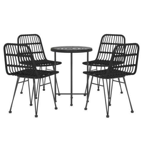 Mobilier à dîner de jardin 5 pcs noir résine tressée