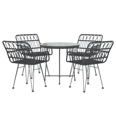 Mobilier à dîner de jardin 5 pcs noir résine tressée