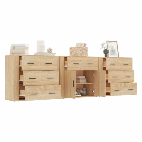 Buffets 3 pcs bois d'ingénierie - Couleur au choix